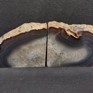 Lengthy 10.30&quot; Natural Brazilian Agate Quartz Bookends Bookend Set, 8.48 Pounds