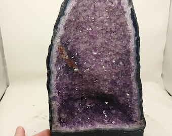 Very Hollow 14 Inch Tall Purple Amethyst Quartz & Goethite Cathedral Geode from Brazil, 20.88 Pounds