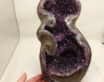 Neat Shape Large 13" Tall Sparkly Purple Amethyst Quartz Agate Geode from Uruguay, 29 Pounds