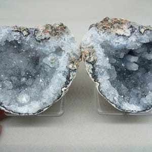 Sparkly Matching 3.75&quot; Quartz Mexican Trancas Chihuahua Geode Pair, 1.95 Pounds