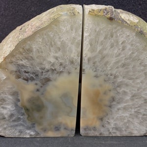 Large 9.80&quot; Natural Brazilian Agate Quartz Bookend Bookends Set, 10.90 Pounds