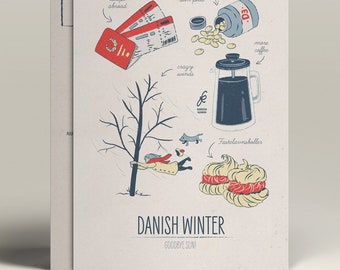 Danish Winter| Illustrated A6 Postcard