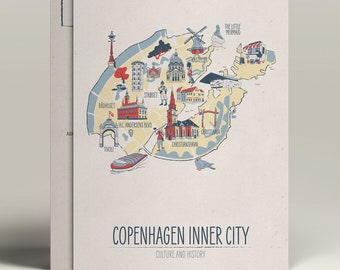 Map of Copenhagen Inner City | A6 Illustrated Postcard