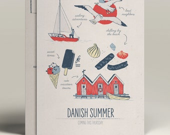 Danish Summer | Illustrated A6 Postcard