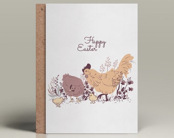 Cute Chickens Happy Easter | A6 Greeting card