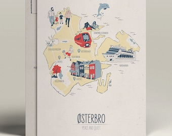 Map of Østerbro Copenhagen | A6 Illustrated Postcard