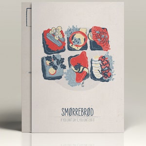 Smørrebrød / Postal danesa ilustrada A6