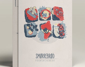 Smørrebrød | Danish Illustrated A6 Postcard