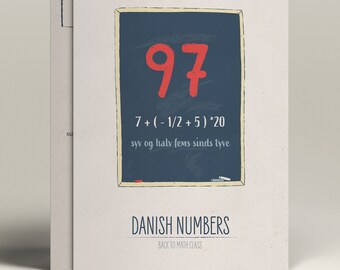 Danish Numbers | Illustrated A6 Postcard