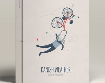 Danish Weather | Danish Illustrated A6 Postcard