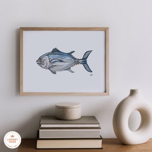 Tuna Artwork, bluefin tuna, tuna print, east coast art, 11 x 14 Print