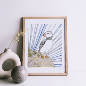 Puffin Print // Puffin Art // Prince Edward Island Art // Unique Illustration