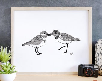 Plover Artwork, Piping Plover Print, Bird Prints, Minimalist Style, Minamalist Print