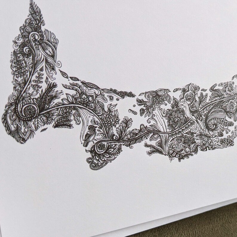 May include: A black and white line drawing of a stylized floral design in the shape of the Canadian province of Prince Edward Island.