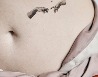 Renaissance temporary tattoo in Italy the creation of Adam x2 copies