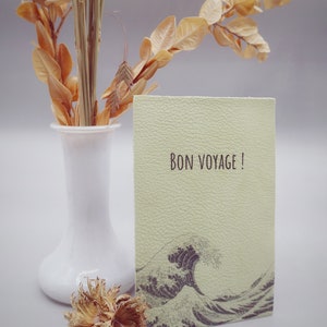 Carte postale en cuir coloris aléatoire surprise Hokusai vague