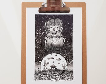 Mars Attacks / ACK ACK ACK / Fine Art Print A4 / Mural / Decoration / Illustration