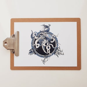 Lord Kraken / Fine Art Print A4 / Illustration / Decoration / Mural