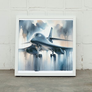 Digital B-1 Lancer Bomber Watercolor Portrait Instant Art Download AI Generated Printable Military Aviation Wall Art Unique Image Design