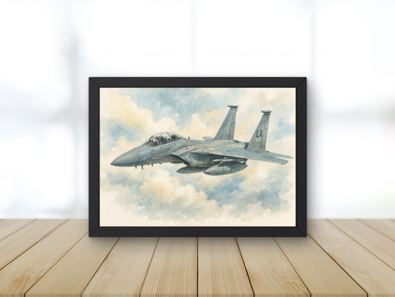 F-15 Eagle Watercolor Print: Military Jet Aviation Art (digital