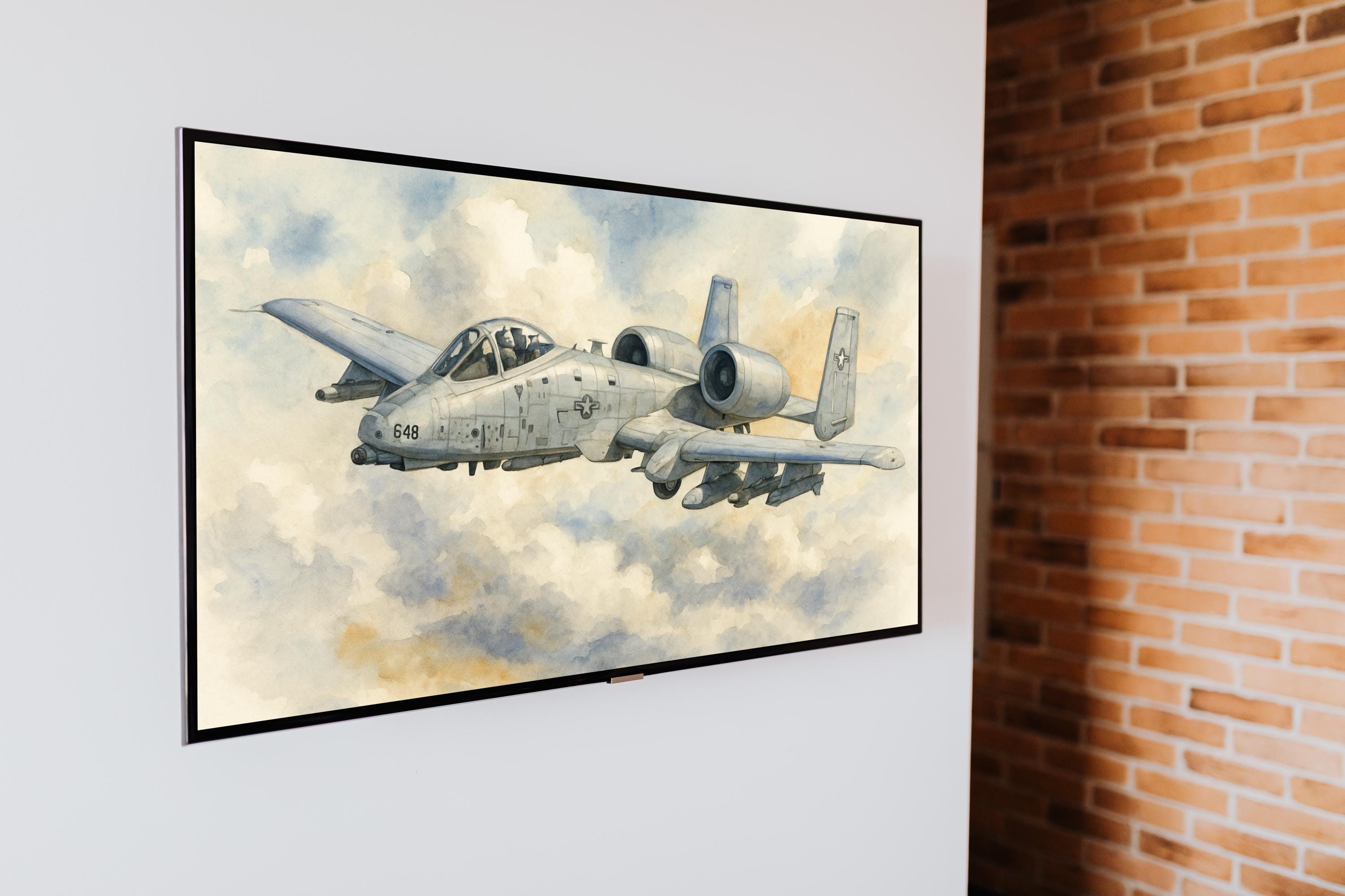 A-10 サンダーボルト II 水彩画：ミリタリー航空アート（デジタル