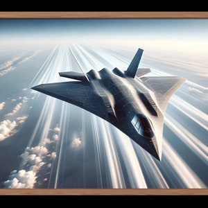 Futuristic Jet Fighter Aviation Artwork | Airplane Wall Decor | Military Aircraft Gift | Printable Art | High Resolution | Digital Download