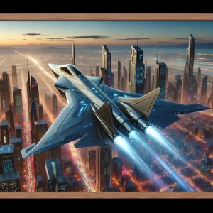 Futuristic Jet Fighter Aviation Artwork | Airplane Wall Decor | Military Aircraft Gift | Printable Art | High Resolution | Digital Download