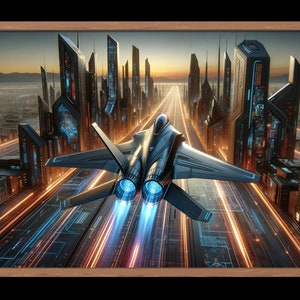 Futuristic Jet Fighter Aviation Artwork | Airplane Wall Decor | Military Aircraft Gift | Printable Art | High Resolution | Digital Download