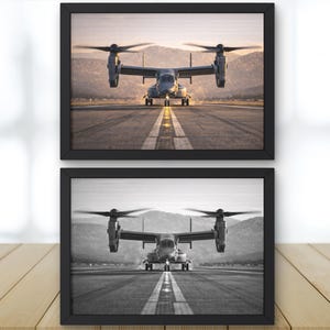 Lámina decorativa del avión militar V-22 Osprey / Póster de aviación / Arte de avión de transporte / Decoración de la Fuerza Aérea / Descarga digital de aviación