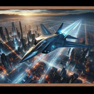 Futuristic Jet Fighter Aviation Artwork | Airplane Wall Decor | Military Aircraft Gift | Printable Art | High Resolution | Digital Download