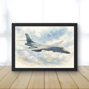 B-1 Lancer Watercolor Print | Digital Download Military Wall Art | Printable Fighter Aircraft Decor | U.S. Air Force Aviation Gift