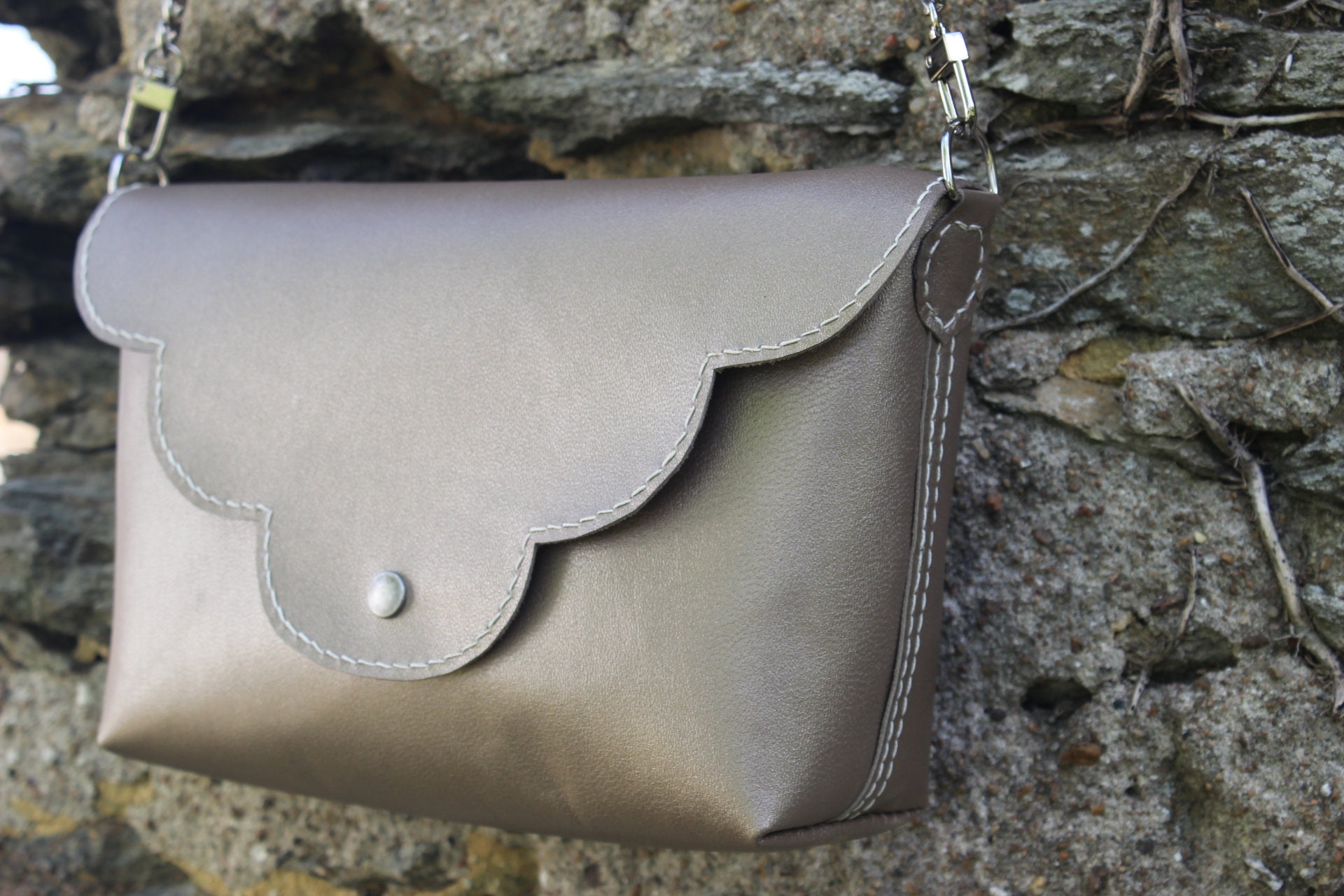 Leather bag shoulder bag chain handle bag Etsy