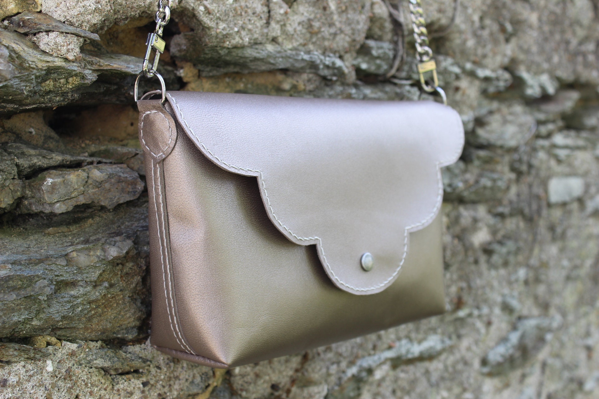 Leather bag shoulder bag chain handle bag Etsy