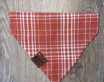 Fall Orange Plaid Over the Collar Dog Bandana: Personalized Cat Bandana