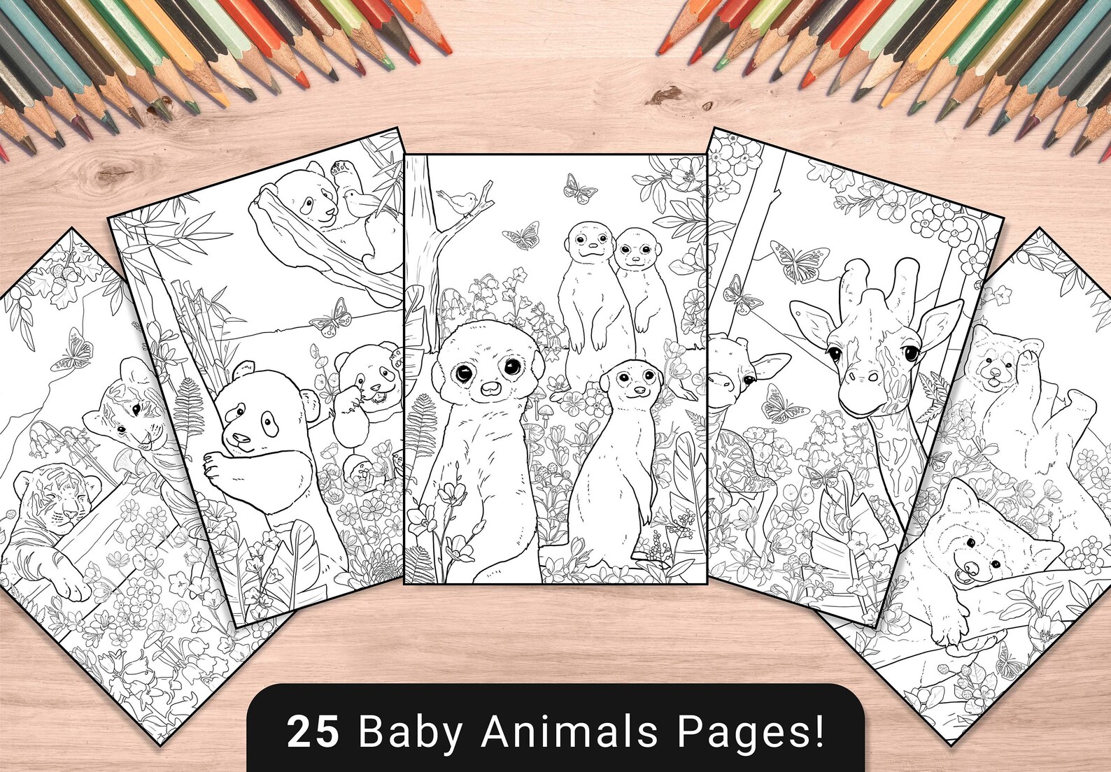 Baby Animals Adult Coloring Book | 25 Coloring Pages for Grownups - Etsy