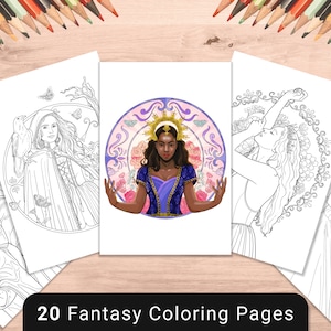 Women of Fantasy Adult Coloring Book | 20 Coloring Pages For Grownups