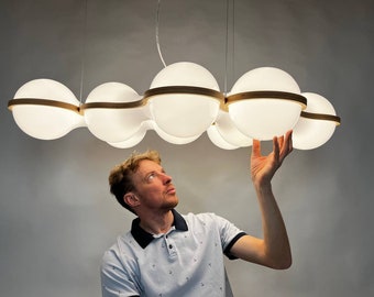 Large, Bright, Handmade Lamp for the Dining Area. Beautiful Mid-Century Modern Lamp for the Living Room. Pendant Lighting for the Home.