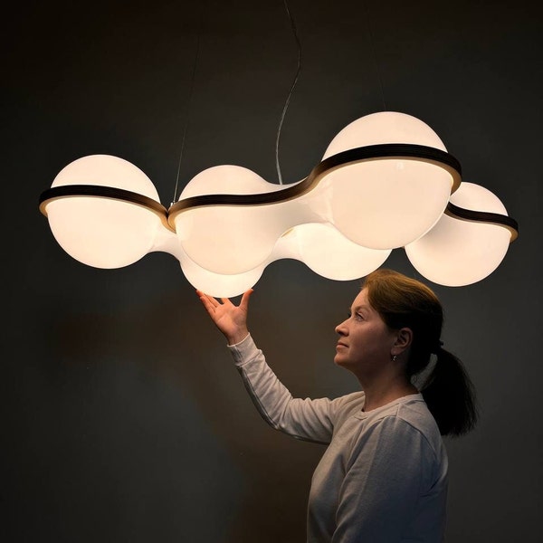 An amazing lamp in the form of a water molecule | Unique LED lighting for the dining area and living room from Ukraine
