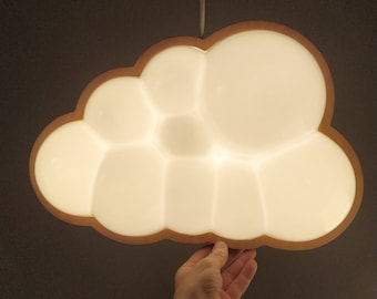 Bubble Cloud LED Pendant Lamp: Wooden Nursery Decor Light