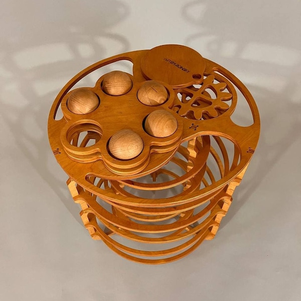 Coreolis Rolling Ball Sculpture | Wooden Marble Machine made in Ukraine | Handmade Perpetual Motion