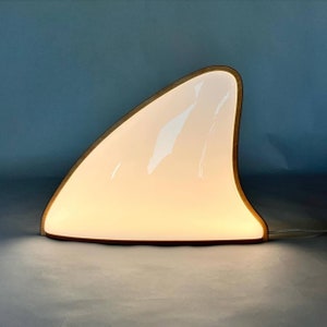 Ocean themed lamp with the name White shark | An unusual floor lamp in the form of a shark&#39;s fin | Nautical Style Lamp for the Bedroom