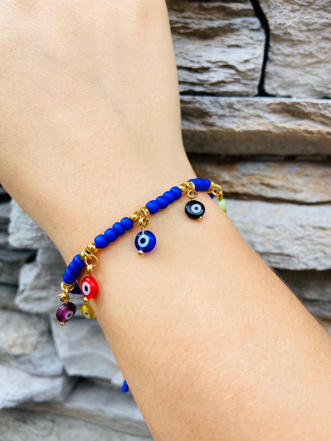 Evil Eye Multi-color Tiny Charms Bracelet - Etsy