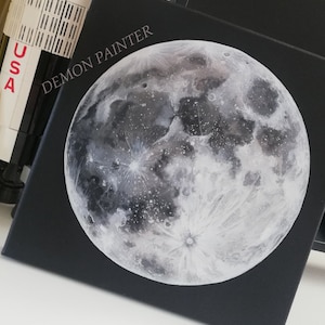Pintura lunar original del espacio lunar