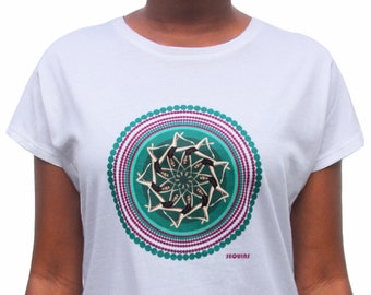 T-shirt en coton bio avec impression nageurs synchronisés