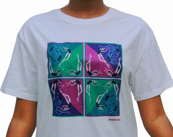 T-shirt en coton bio avec impression nageurs synchronisés