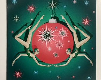Carte de voeux Natation artistique de Noël