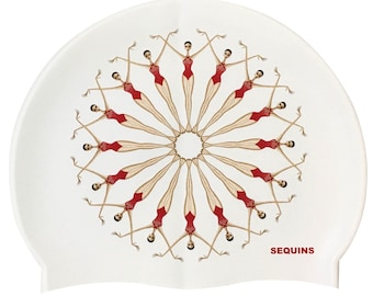 Bonnet de bain imprimé nageurs synchronisés