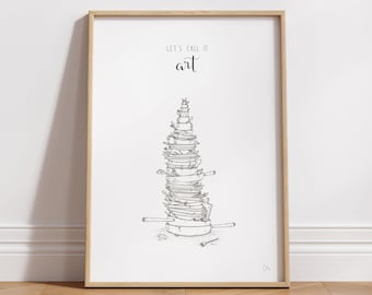 Art Tableware - Poster voor de luie mens. Illustratie. Muurkunst. Interieurontwerp voor de keuken.