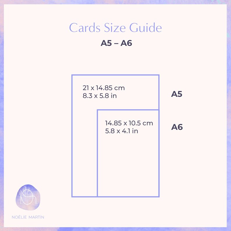 Op de afbeelding: Een diagram dat het verschil in grootte tussen de papierformaten A5 en A6 laat zien. Het A5-papierformaat is 8,3 inch bij 5,8 inch, en het A6-papierformaat is 5,8 inch bij 4,1 inch.