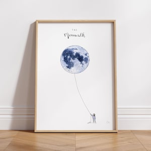 Der Moonwalk – Poster für Träumer. Aquarellillustration. Wandkunst. Innendekoration für Wohnzimmer oder Kinderzimmer.